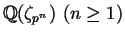 $\Bbb Q(\zeta_{p^n})\ (n\ge 1)$